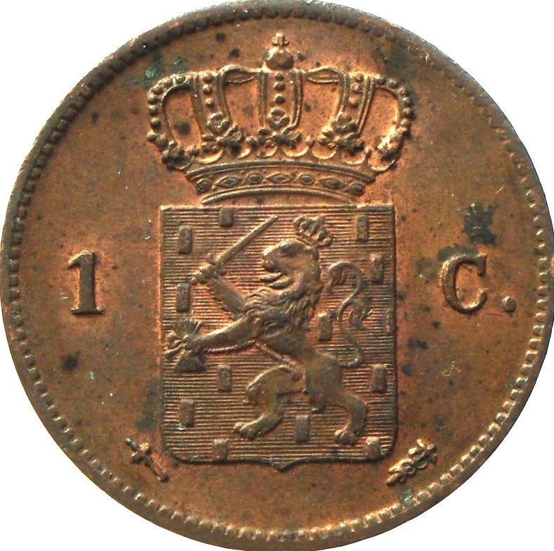Nederland 1 cent 1863 (UNC-), Postzegels en Munten, Ophalen of Verzenden, Koning Willem III, 1 cent, Losse munt