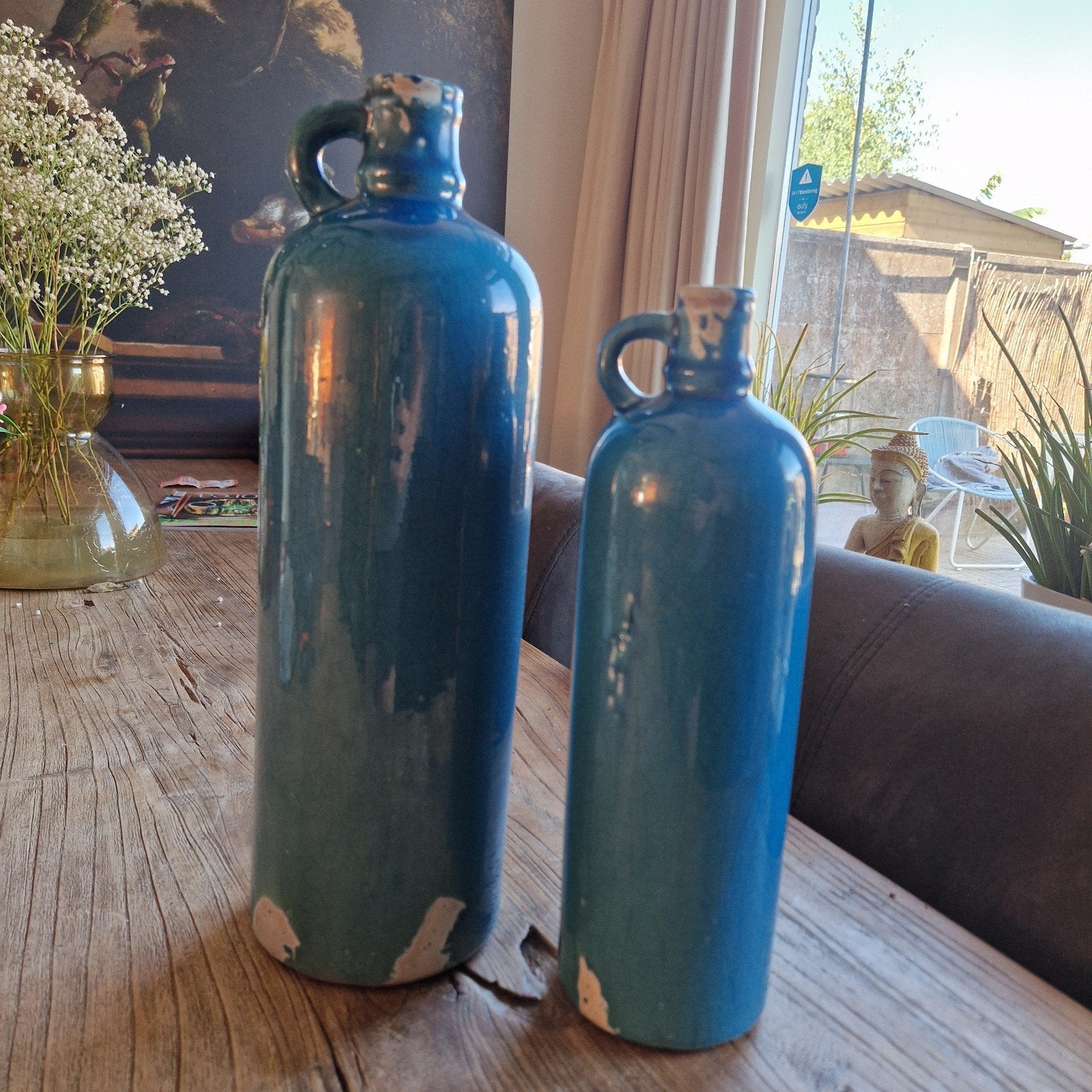 Set van 2 Brynxz Petrol Blauwe Flessen, Ophalen of Verzenden