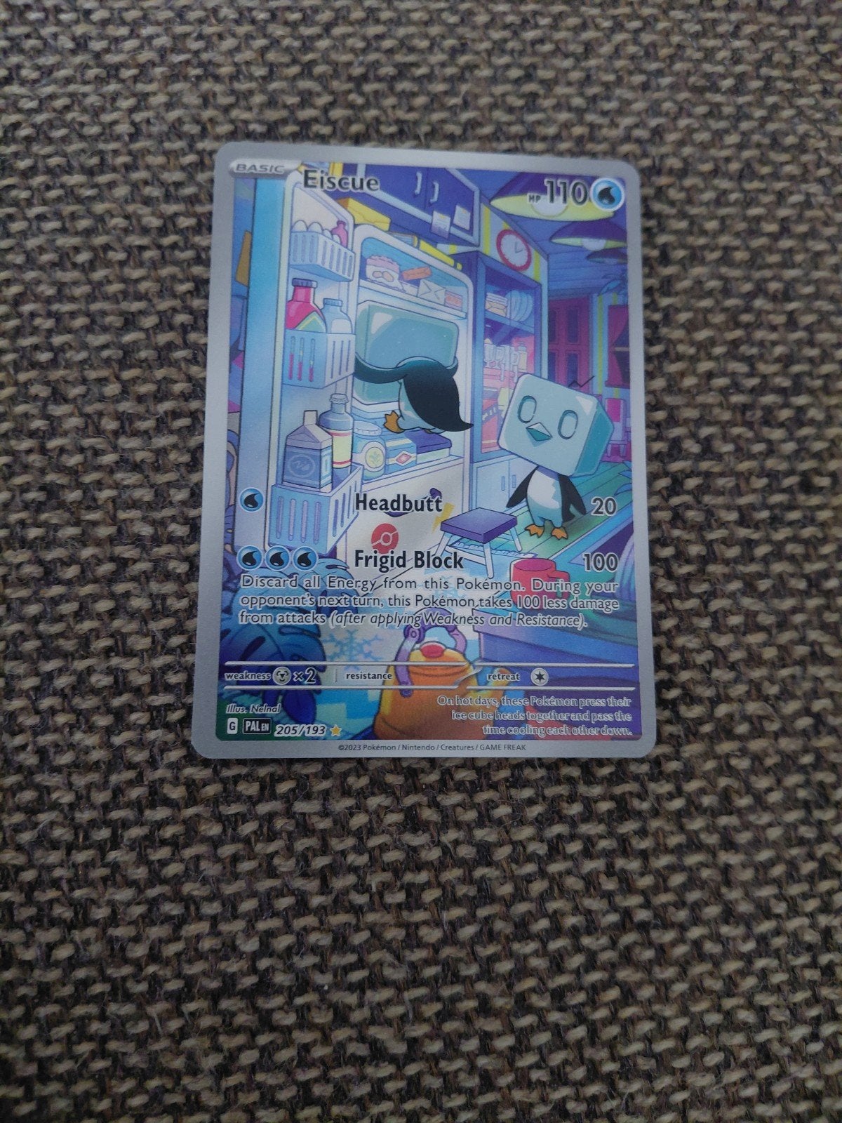 Eiscue 205/193 Full Art Pokémon Kaart, Ophalen of Verzenden, Zo goed als nieuw, Losse kaart
