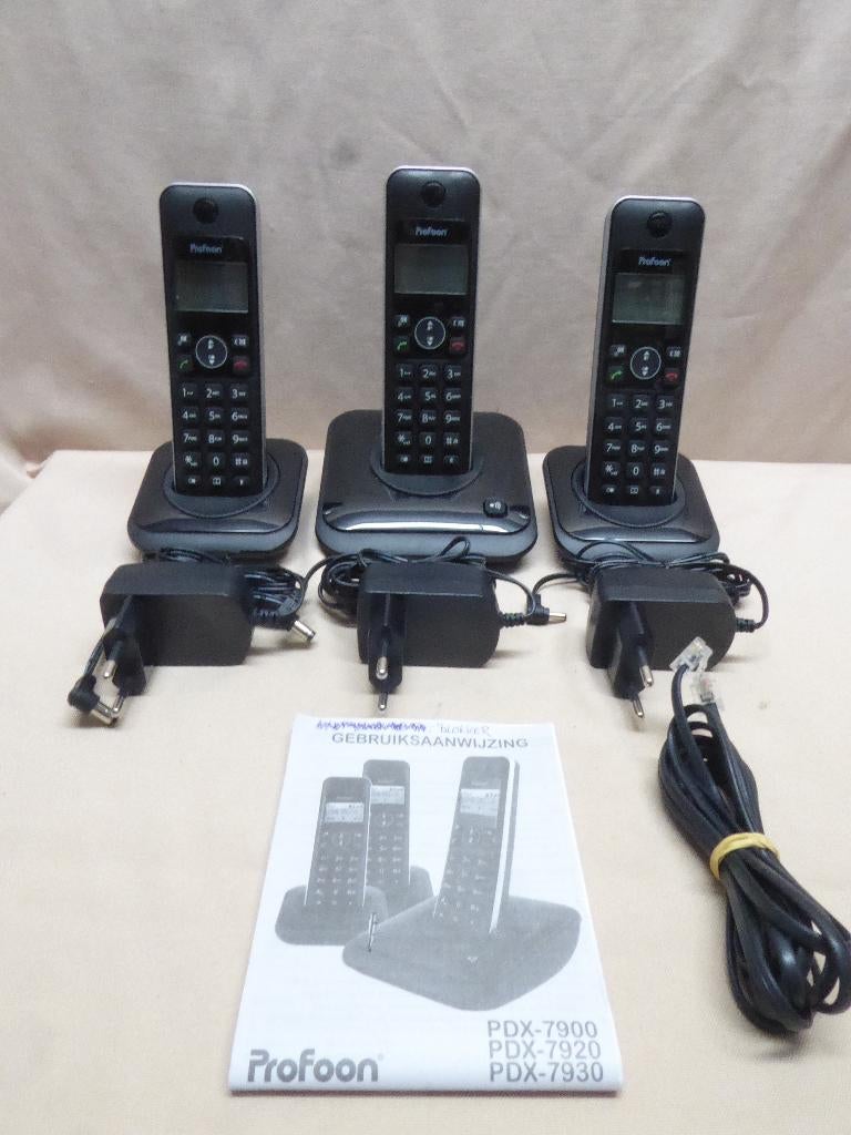 Profoon | PDX-7930 | draadloze DECT telefoon | triple | izgs, Ophalen of Verzenden, Zo goed als nieuw, 3 handsets, Stralingsarm