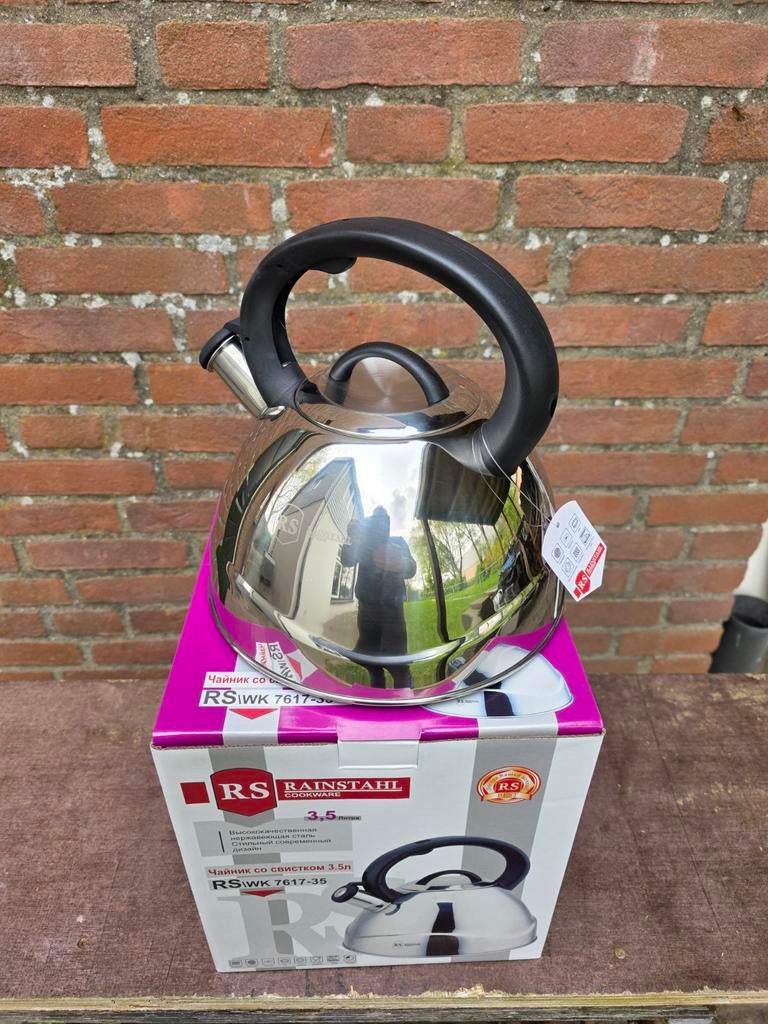 Roestvrijstalen fluitketel hoogglans rvs, Witgoed en Apparatuur, 2 liter of meer, Ophalen of Verzenden, Nieuw, Rvs