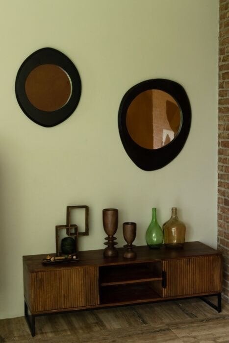 Dutchbone Aren spiegel black M | Van €139, nu, Minder dan 50 cm, Dutchbone, Nieuw, Ophalen of Verzenden