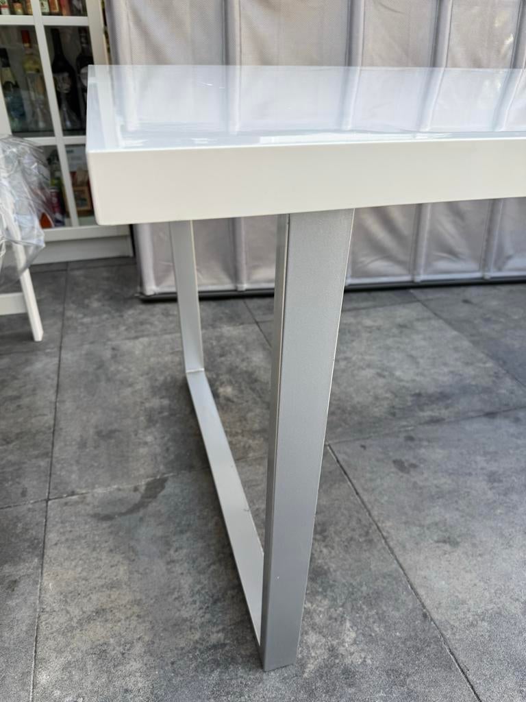 Eettafel wit hoogglans, Ophalen, Gebruikt, 50 tot 100 cm, Vijf personen of meer