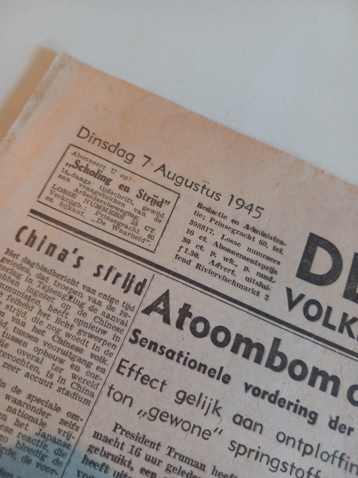 Atoombom op Japan augustus 1945 de waarheid, ., Ophalen of Verzenden, ., Nederland