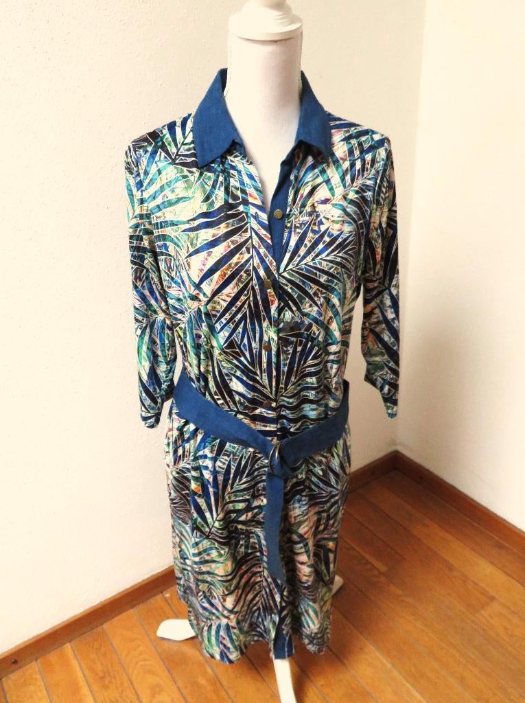 B20 K-DESIGN aparte jurk travelstof blauw maat 38, Maat 38/40 (M), K-design, Blauw, Ophalen of Verzenden