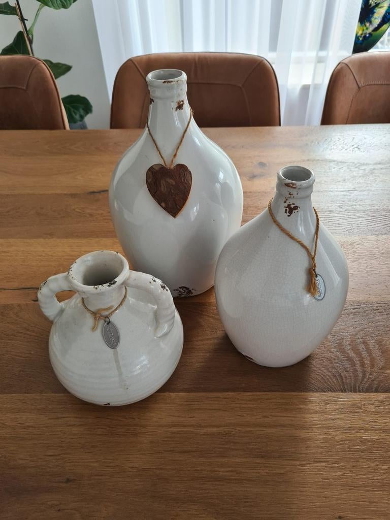 Set van 3 Riverdale vazen - Wit, landelijke stijl, Ophalen, 50 tot 75 cm, Wit, Aardewerk of Porselein