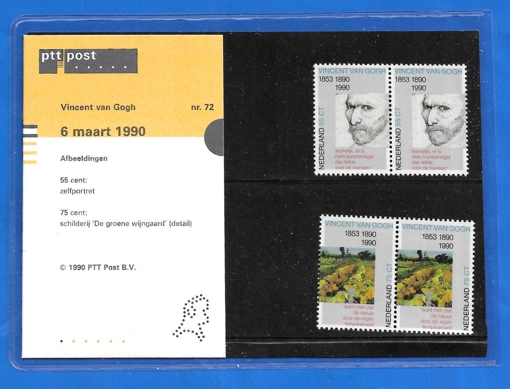 Postzegelmapje 72 Vincent van Gogh - 1990, Verzenden, Na 1940, Postfris
