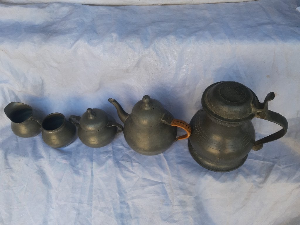 Set van 5 stuks Zeister Pewter tinnen kannen, Ophalen