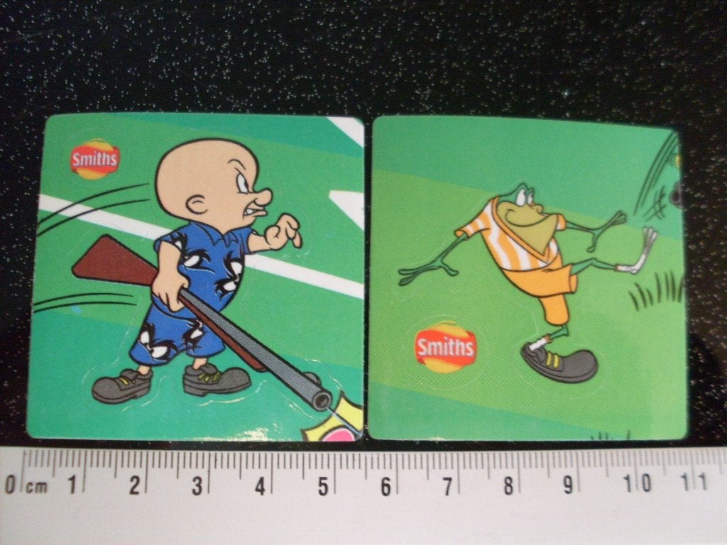 2x sticker smiths looney tunes elmer fudd michigan frog, Verzamelen, Verzenden, Zo goed als nieuw, Merk