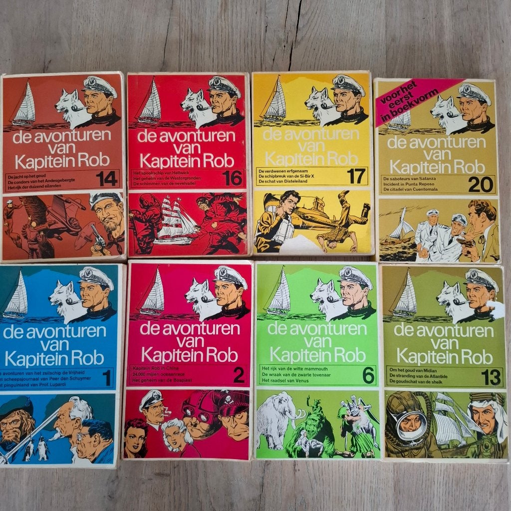 8 x De avonturen van kapitein rob deel 1,2 6,13,14,16,17,20, Ophalen of Verzenden, Gelezen