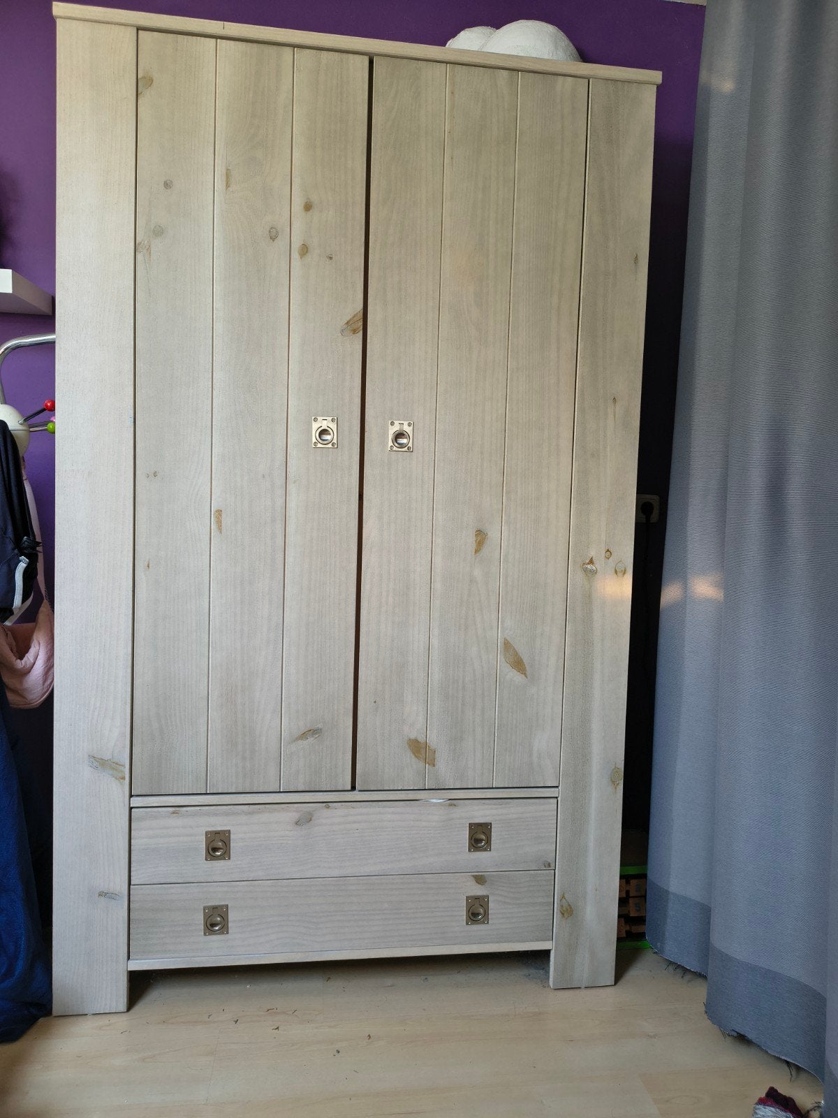 Houten kledingkast met lades en deuren, Ophalen, Gebruikt, 100 tot 150 cm, 150 tot 200 cm
