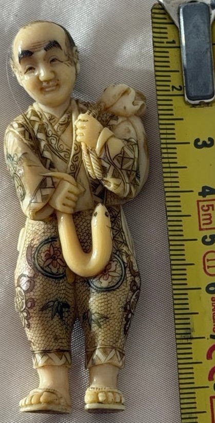Gedetailleerd Japans antiek gordelknoop 19e, Ophalen of Verzenden