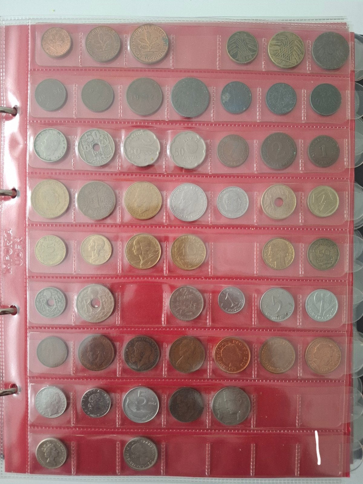Grote collectie van circa 1219 munten in album en bakjes, Ophalen of Verzenden