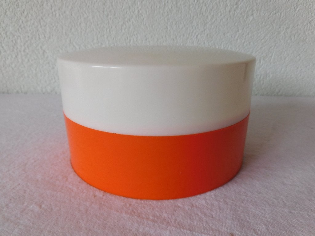 Vintage plafondlamp of wandlamp, oranje onderkap met witte b, Ophalen of Verzenden, Huis en Inrichting