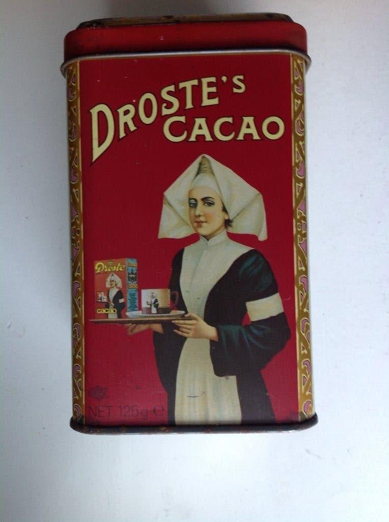 BLIK DROSTE'S cacao met afbeelding "au cacaoyer"', Verzamelen, Ophalen of Verzenden, Gebruikt, Overige, Droste