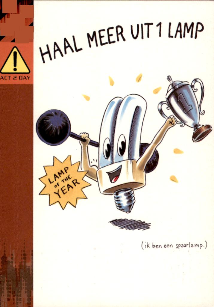 haal meer uit 1 lamp. illustratie. Ralph Leijenaar, Verzenden, 1980 tot heden, Ongelopen, Overige thema's