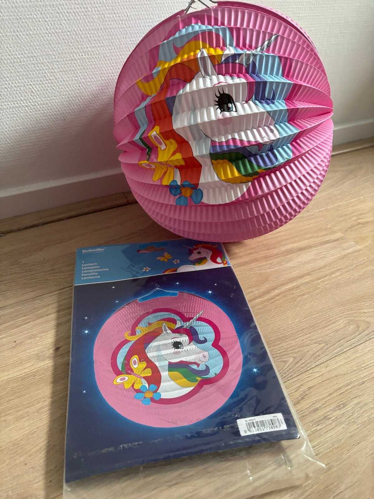 Eenhoorn lampion met lichtje en stok, Ophalen of Verzenden, Nieuw, Jongen of Meisje