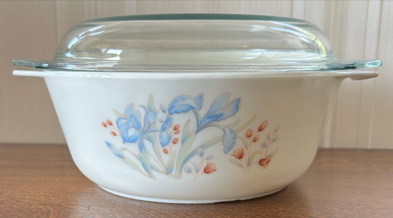Vintage Pyrex Ovenschaal met Deksel - Bloemenpatroon, Gebruikt, Met deksel, Overige typen, Ophalen of Verzenden