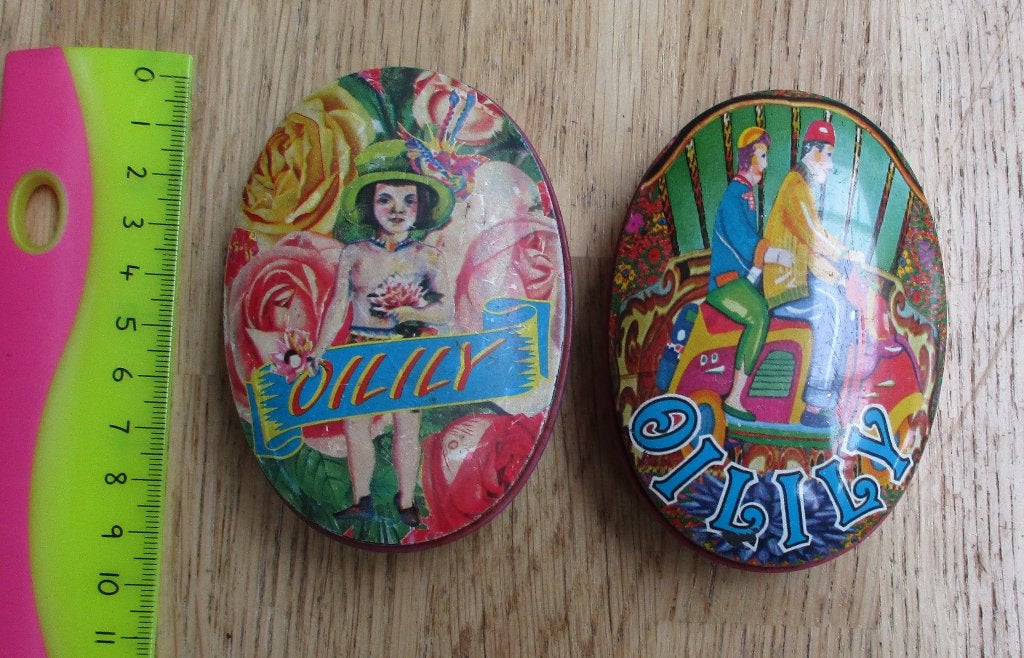 2 fleurige Oilily vintage zeepblikjes blikjes zeepdoosjes, Verzamelen, Ophalen of Verzenden, Gebruikt, Overige, Overige merken