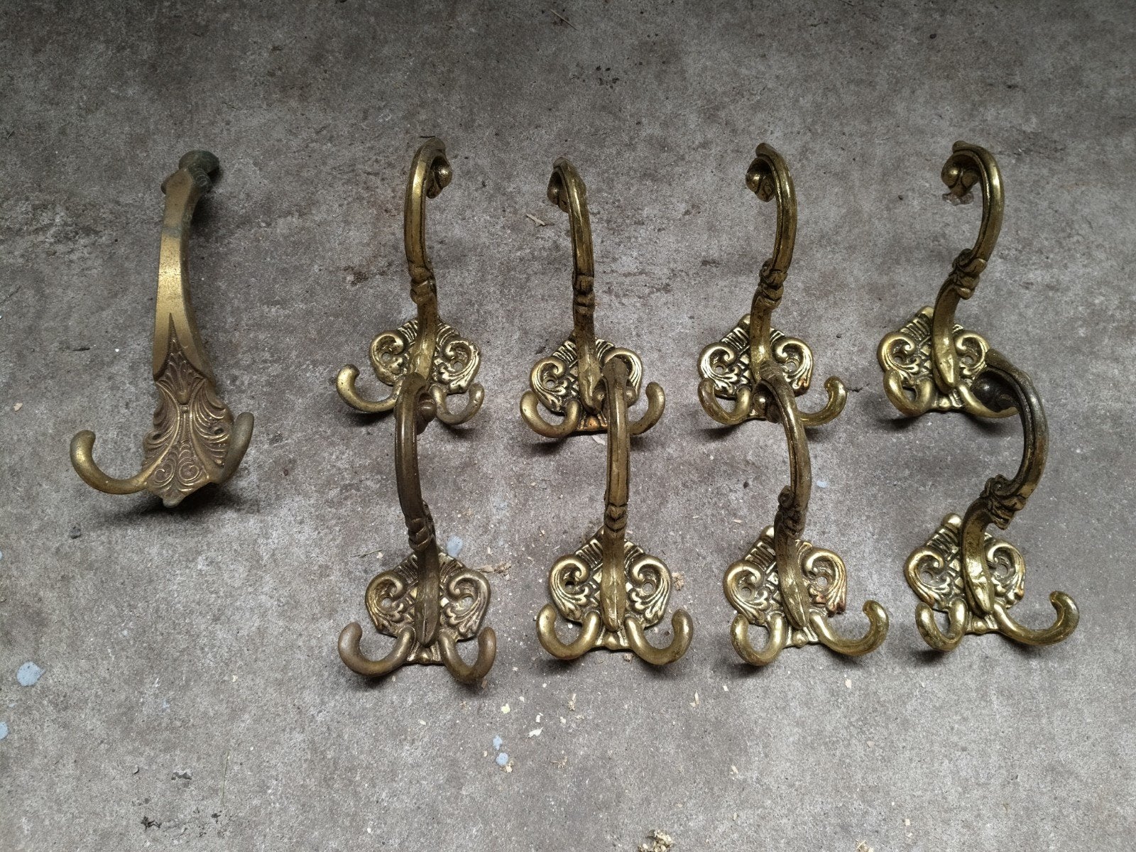 Messing kapstokhaken, Ophalen, Gebruikt, Metaal, Wandhaken