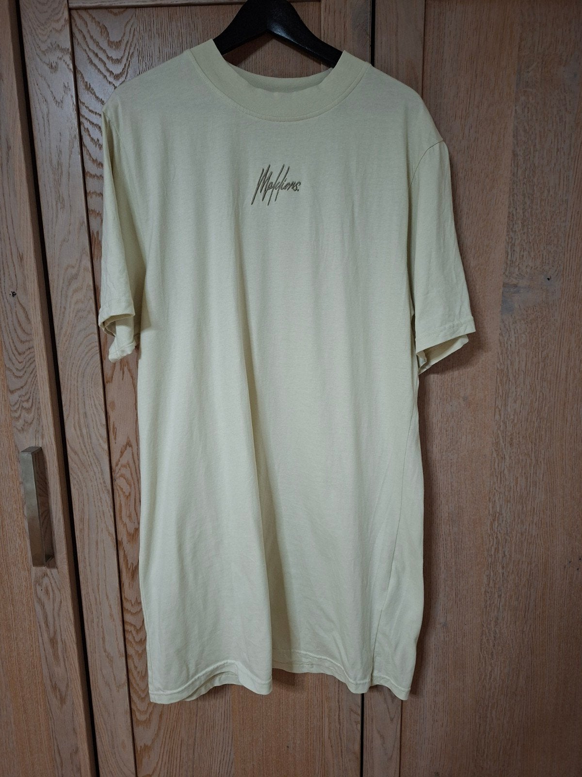 Malelions T-shirt jurk - Crème met logo op voor- en achterka, Ophalen of Verzenden, Zo goed als nieuw, Beige