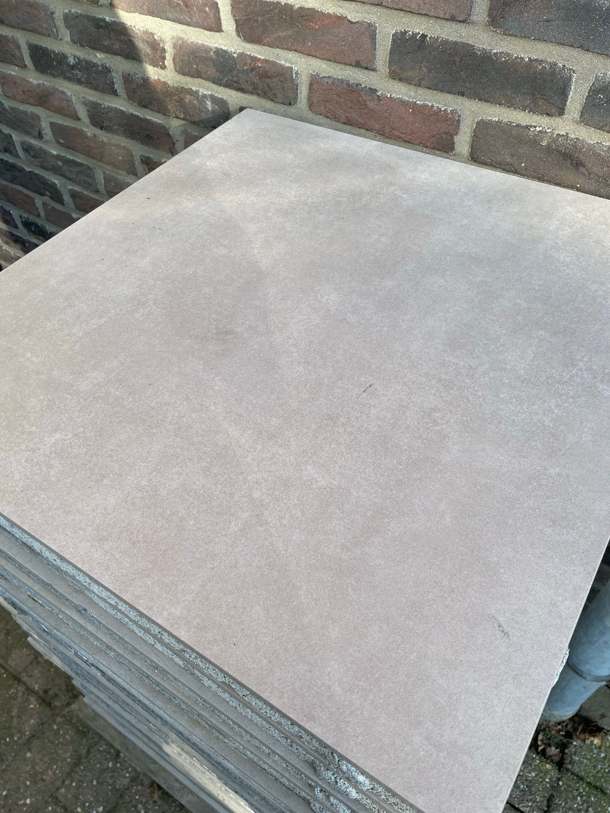 Natuurstenen terrastegels met betonnen onderlaag, Ophalen, Gebruikt, 10 m² of meer, Vloertegels