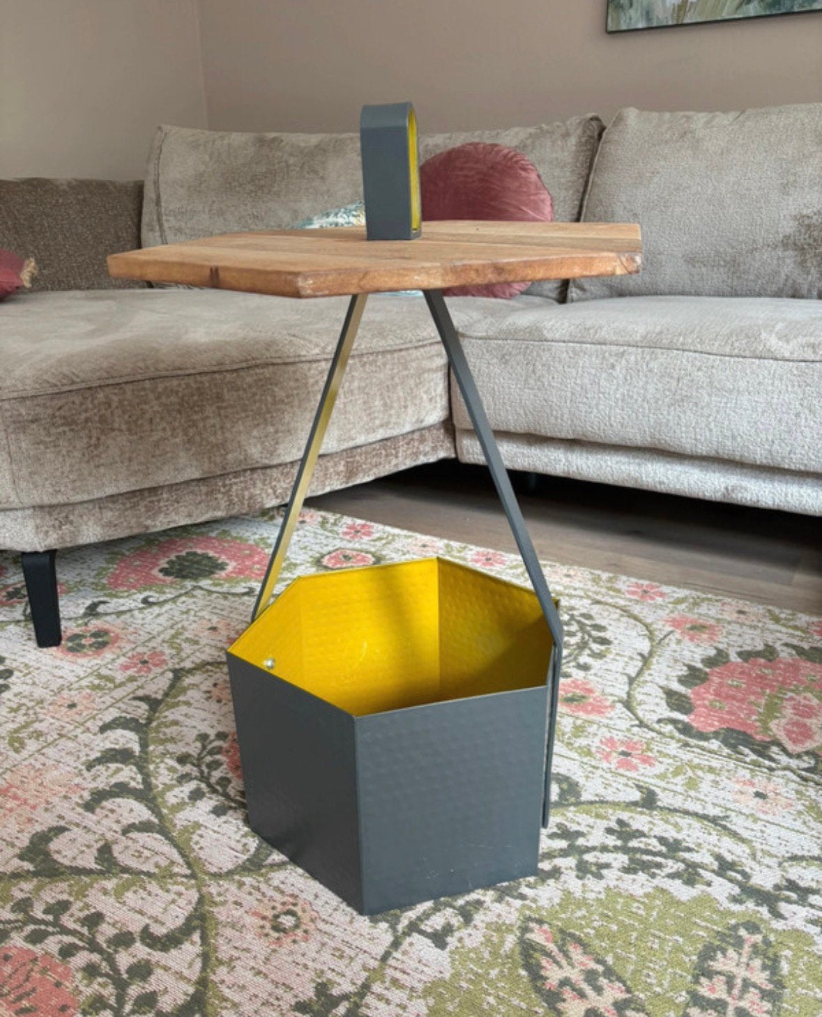 Bijzet tafel, Huis en Inrichting, Tafels | Bijzettafels, Ophalen, Gebruikt, Rond, Minder dan 55 cm