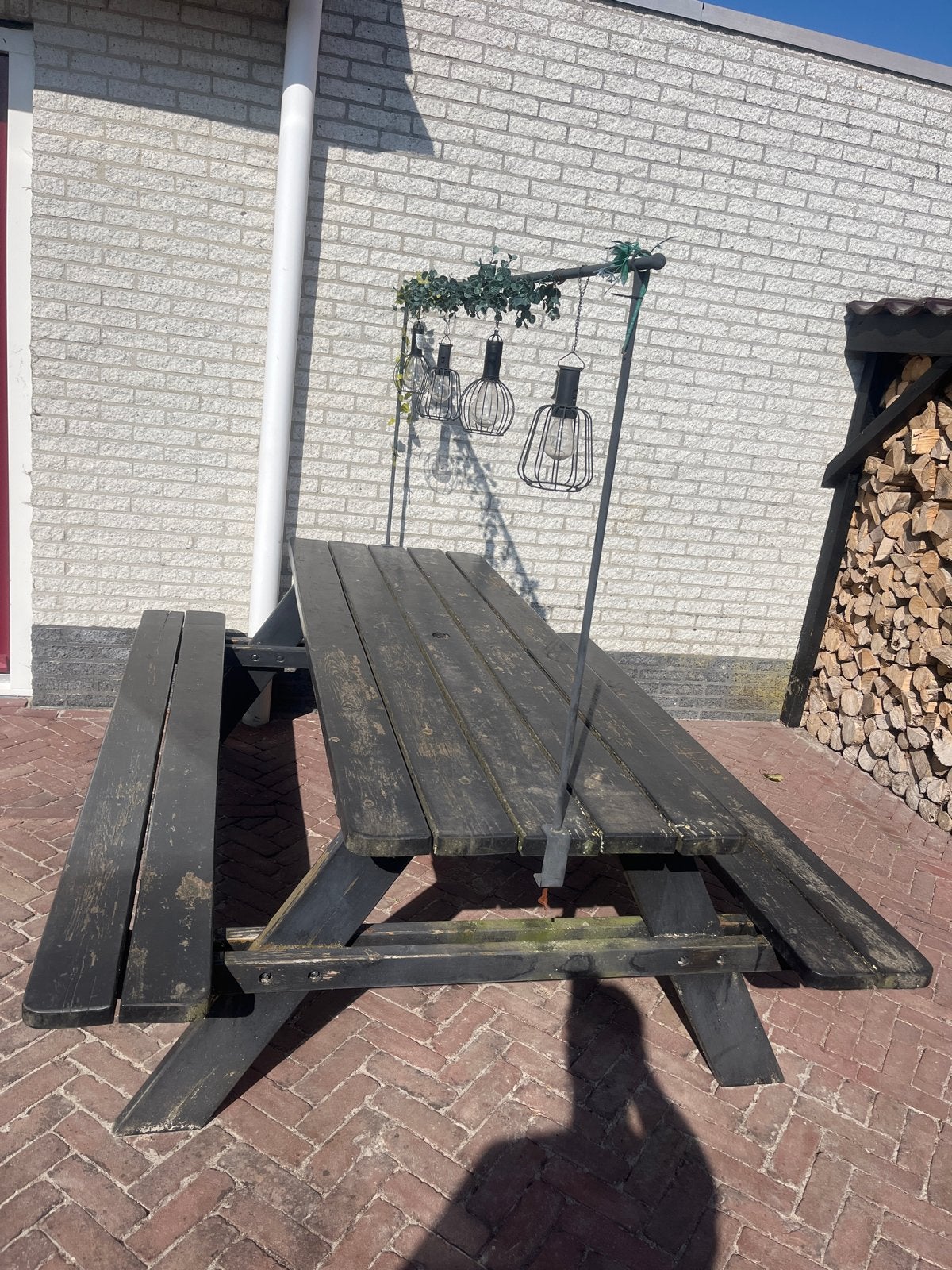 Picknicktafel 2.10m - Opknapper, niet verrot, Ophalen, Gebruikt, Rechthoekig, Hout