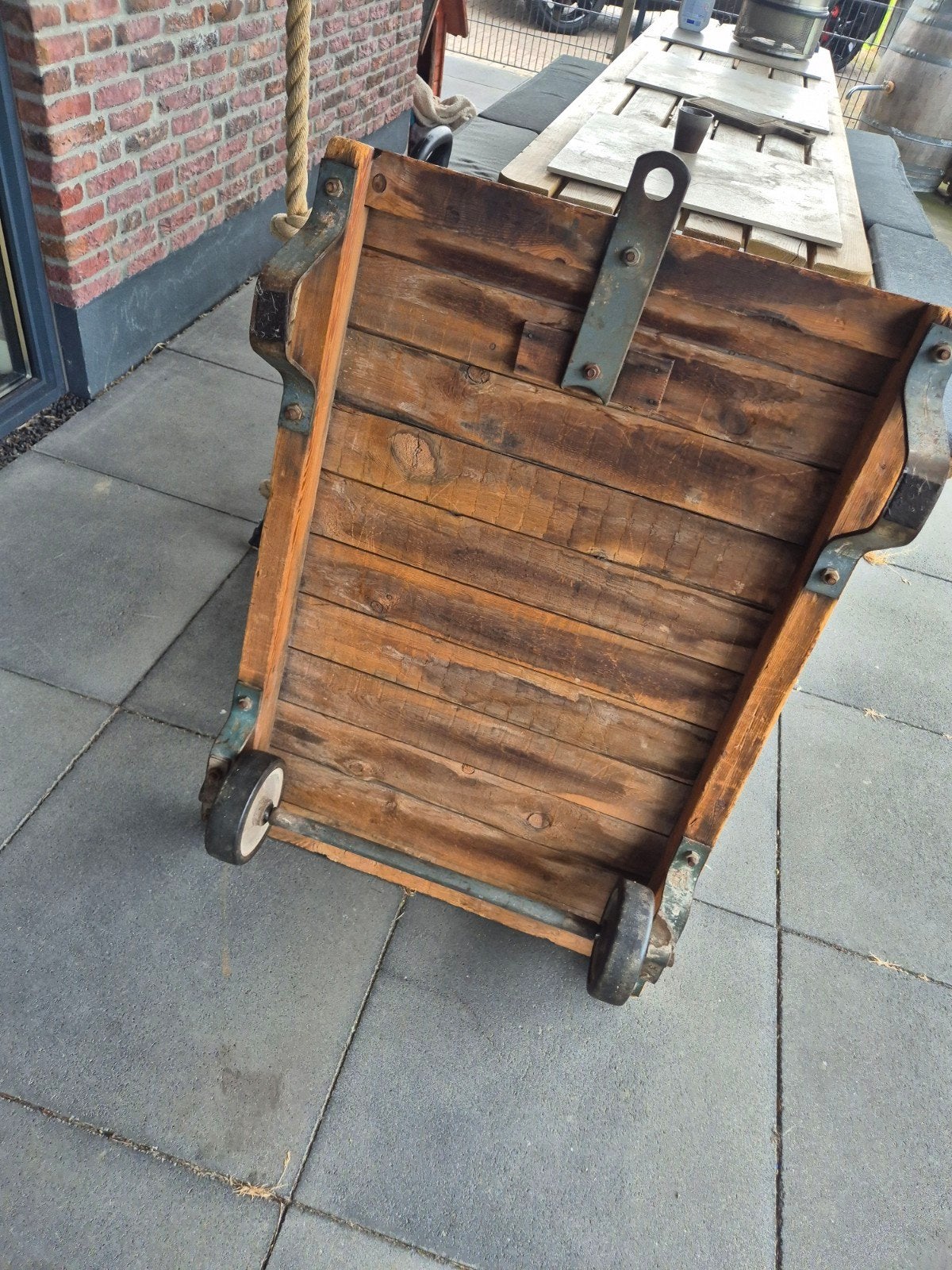 Unieke houten trolley tafel - L100xB70xH22cm, Ophalen of Verzenden