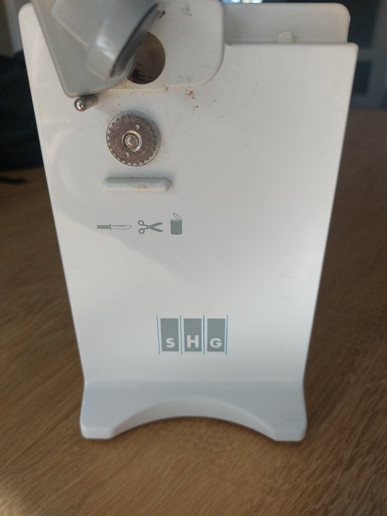 vintage elektrische blikopener en messenslijper SHG - ED 589, Ophalen, Kunststof, Wit, Overige merken