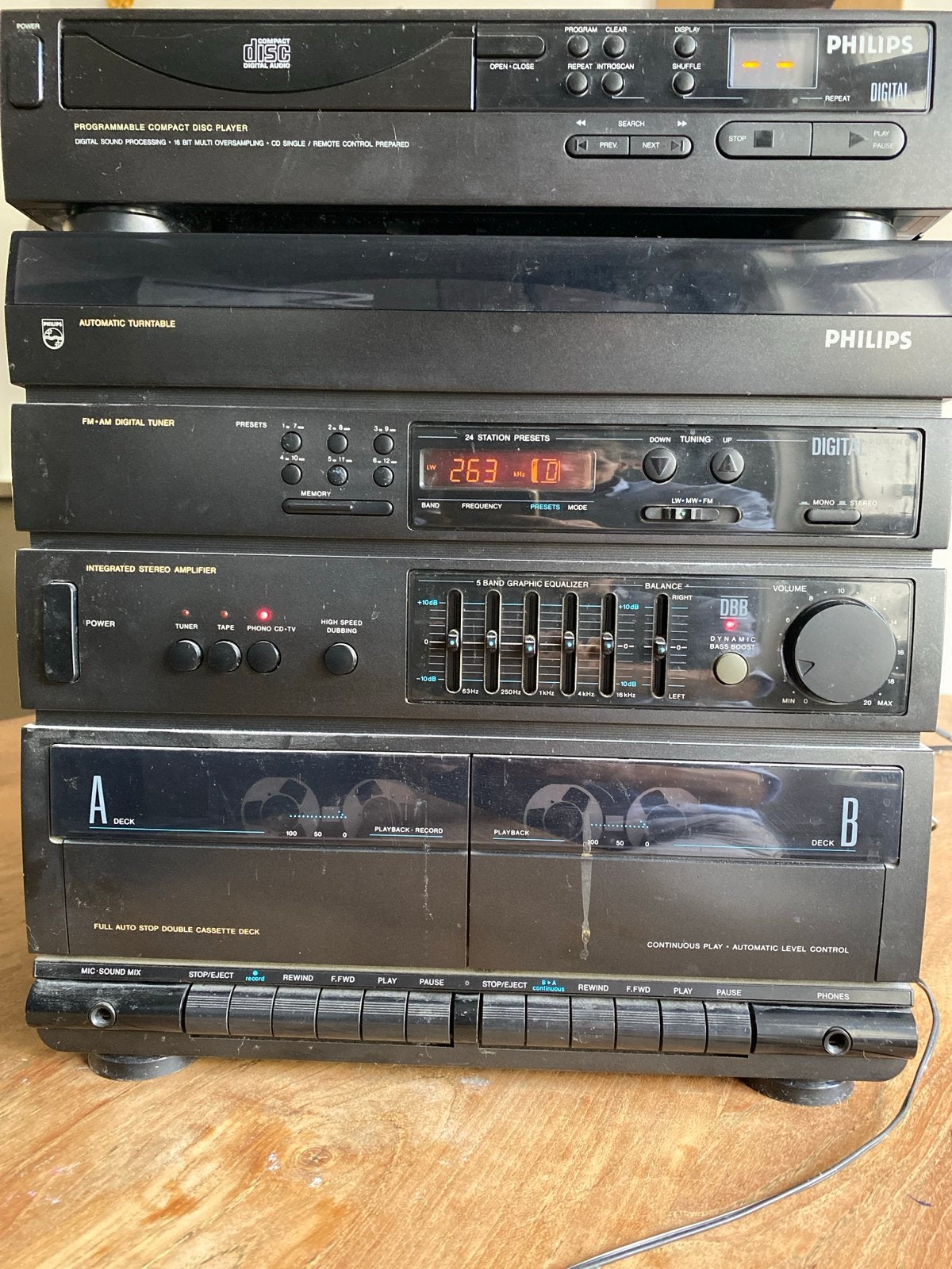 Philips F1385/30 Stereo Set met Platenspeler en Speakers, Ophalen, Philips, Gebruikt, Cassettedeck