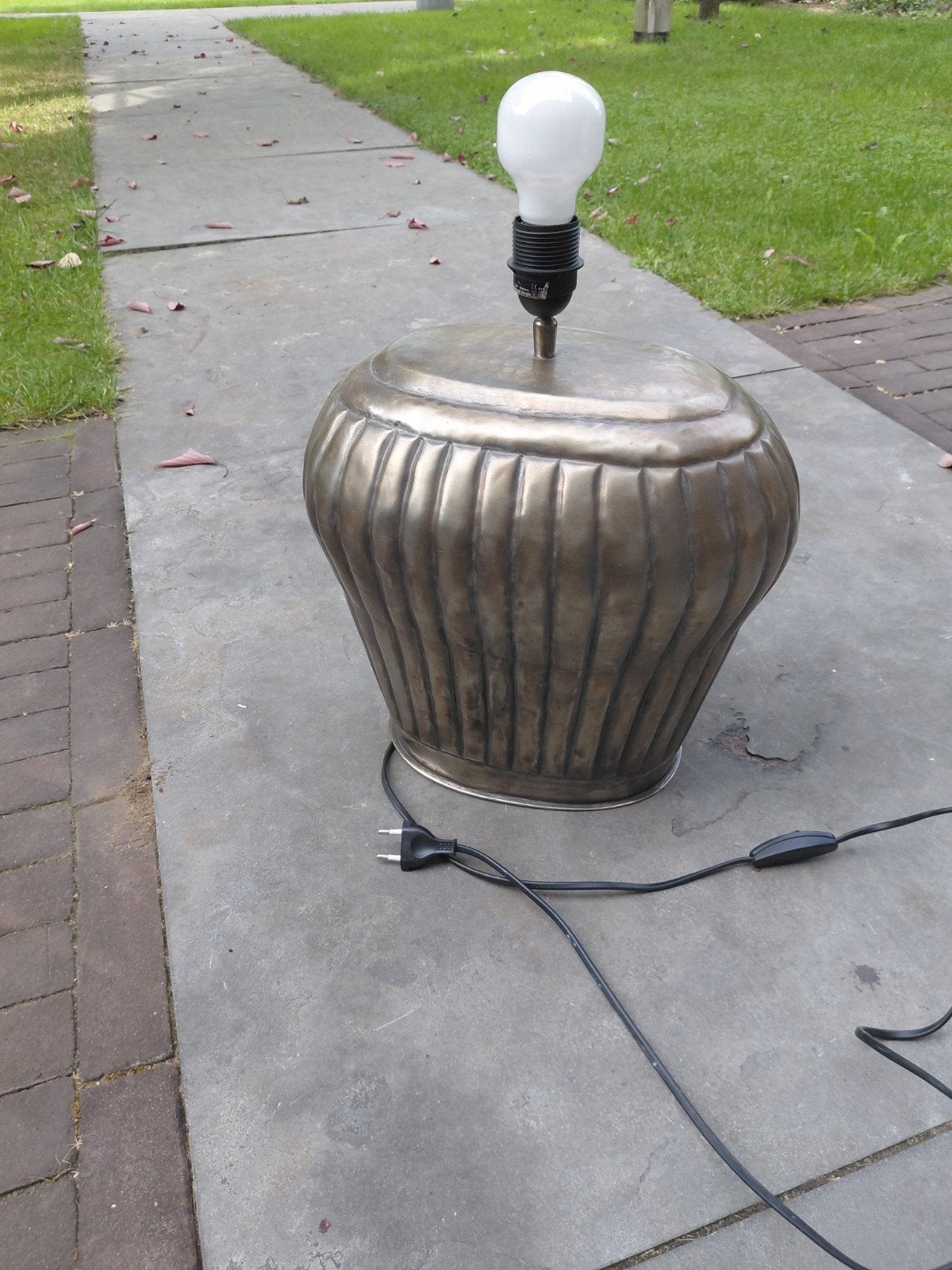 Vintage bronzen tafellamp met E27 fitting, Overige merken, Gebruikt, Bruin, Vintage