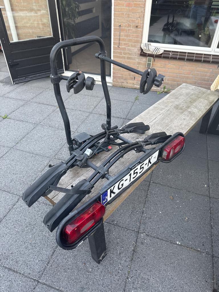Kantelbare dubbele fietsendrager Travel & Co, Ophalen, 2 fietsen, Gebruikt, Trekhaakdrager