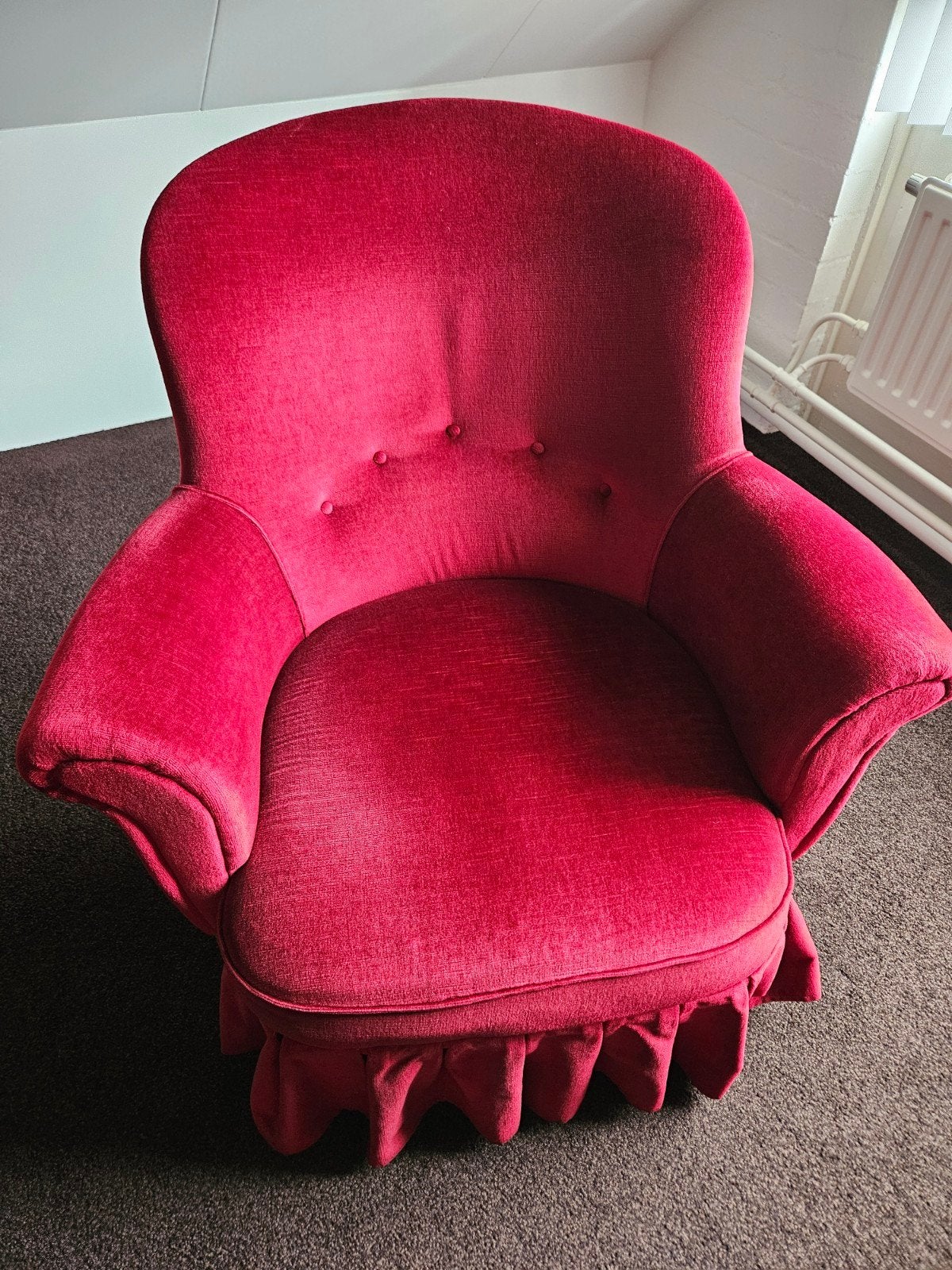 Originele Vintage jaren '60 fluwelen stoeltje - rood, Ophalen
