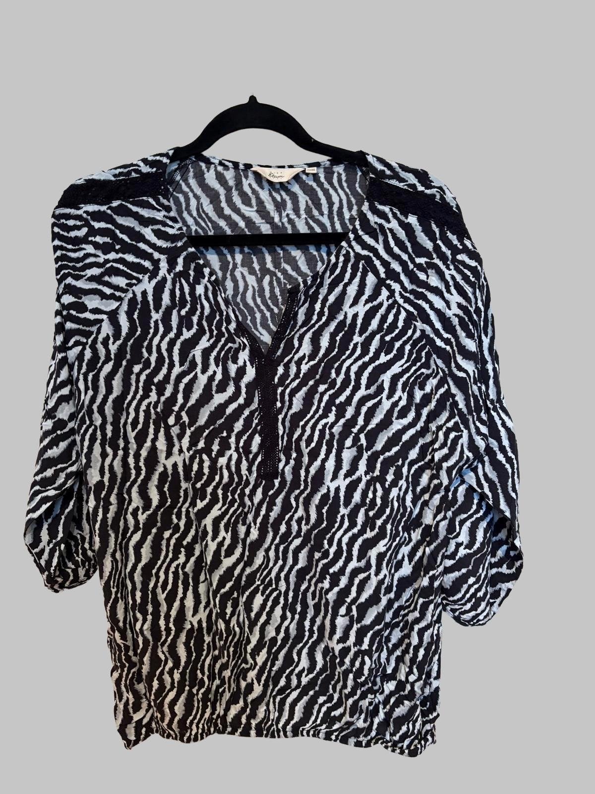 Miss Etam Blouse met zebraprint - Maat 44/46, Kleding | Dames, Tops, Verzenden, Zwart, Maat 42/44 (L), Korte mouw