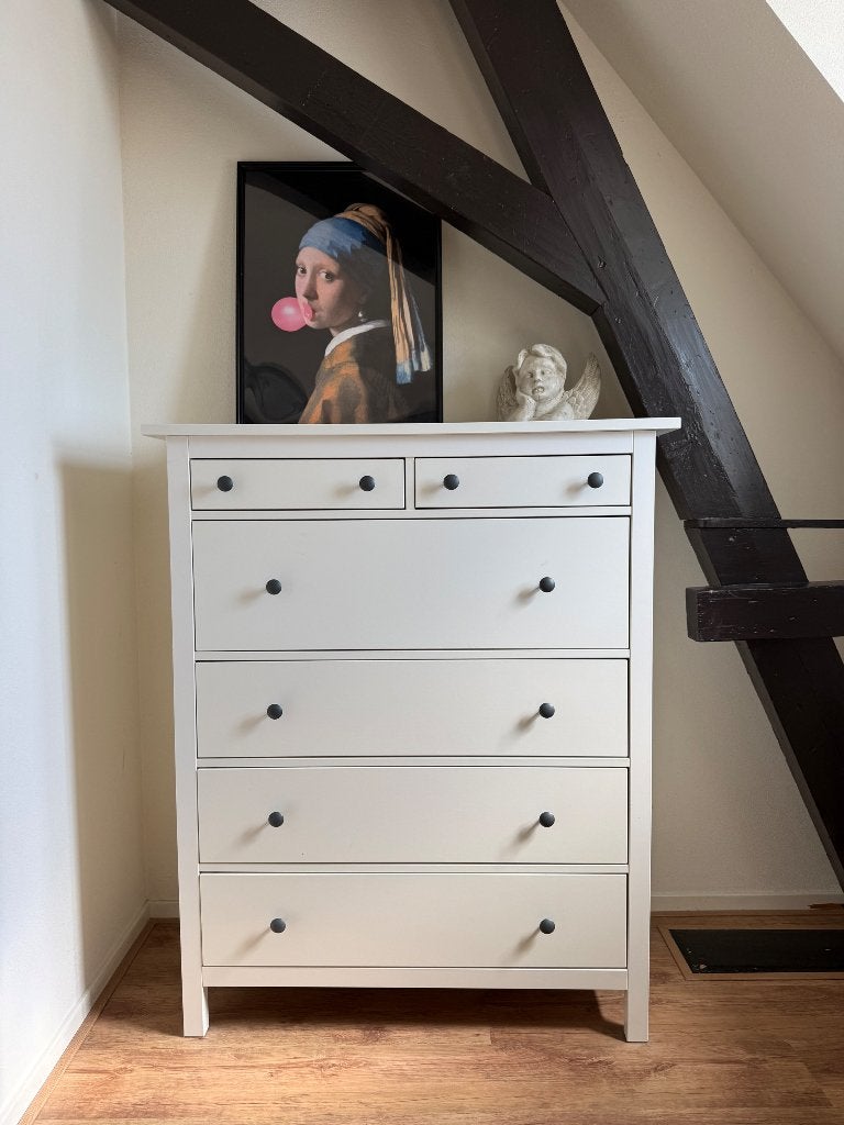 Witte ladekast (IKEA HEMNES, 6 lades, 108  131 cm), Huis en Inrichting, Kasten | Ladekasten, Ophalen, Gebruikt, 100 tot 150 cm