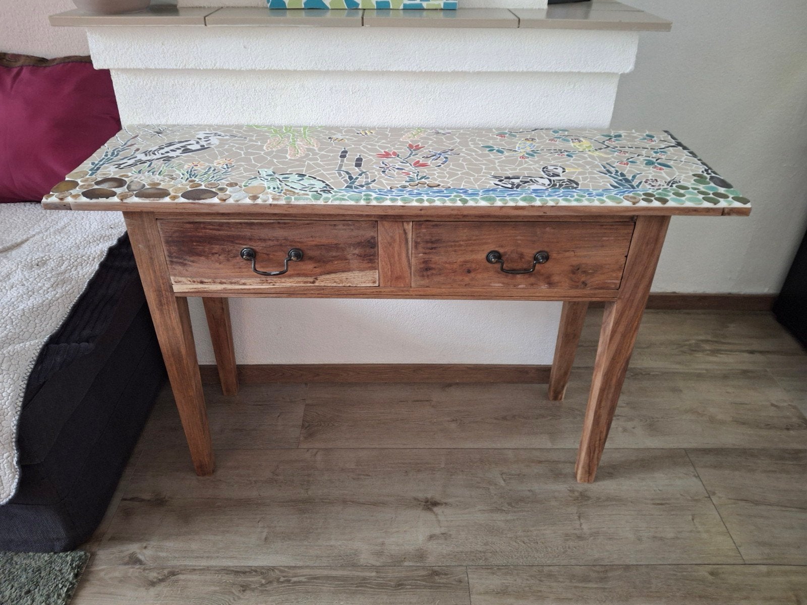 side table , mozaiek,, Ophalen, Gebruikt, 100 tot 150 cm, Teakhout