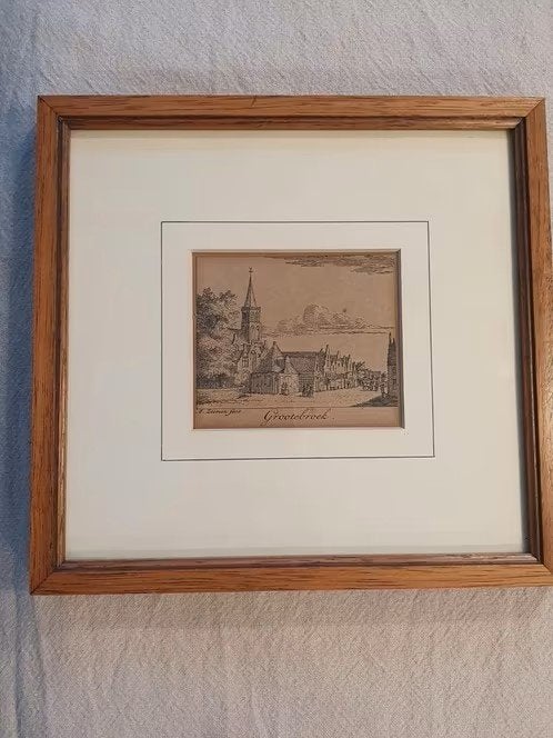 Koper gravure 1730 Abraham Zeeman Grootebroek, Antiek en Kunst, Ophalen