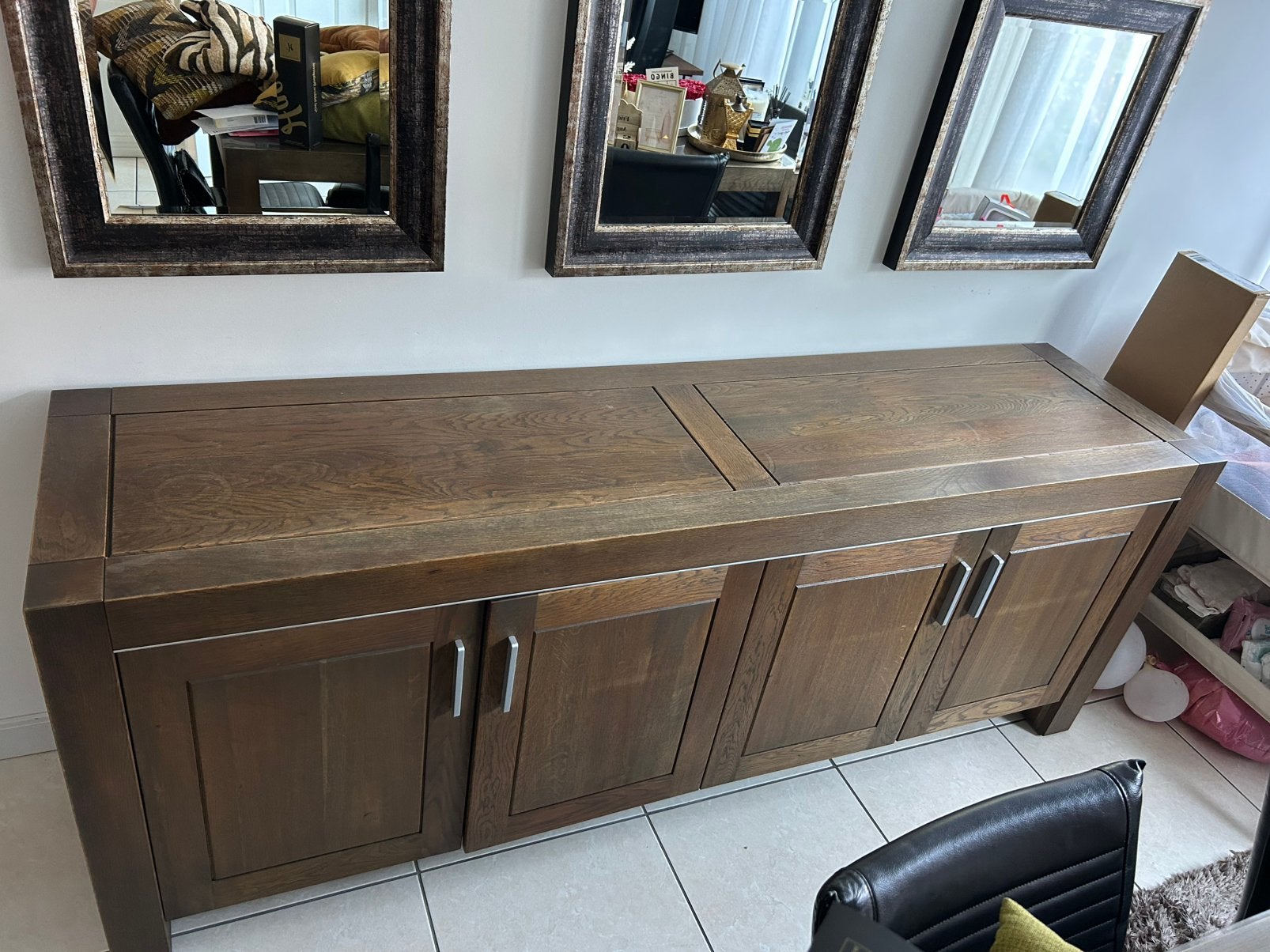 Dressoir eiken olijfgroen, Huis en Inrichting, Ophalen, Gebruikt, Eikenhout, 200 cm of meer
