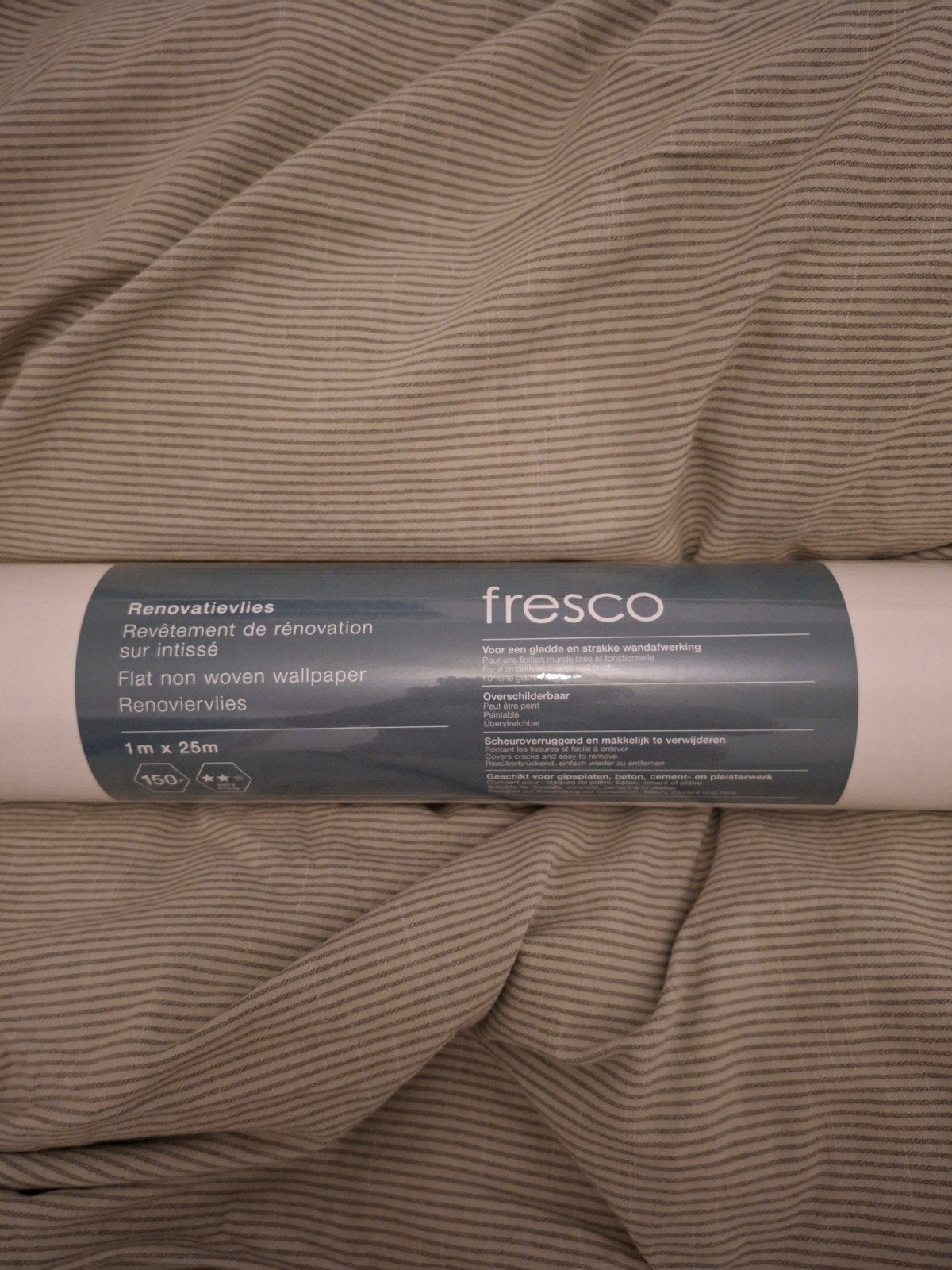 Fresco Renovatievlies - 1m x 25m - Overschilderbaar, Ophalen, Wit, Modern, 25 tot 50 m²