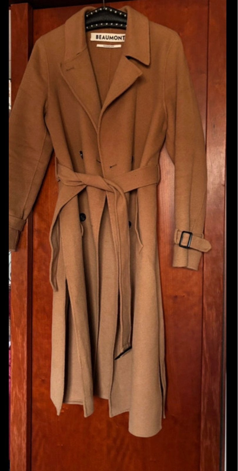 Beaumont wollen trenchcoat in camelkleur, maat M, Ophalen of Verzenden, Zo goed als nieuw, Maat 38/40 (M), Bruin