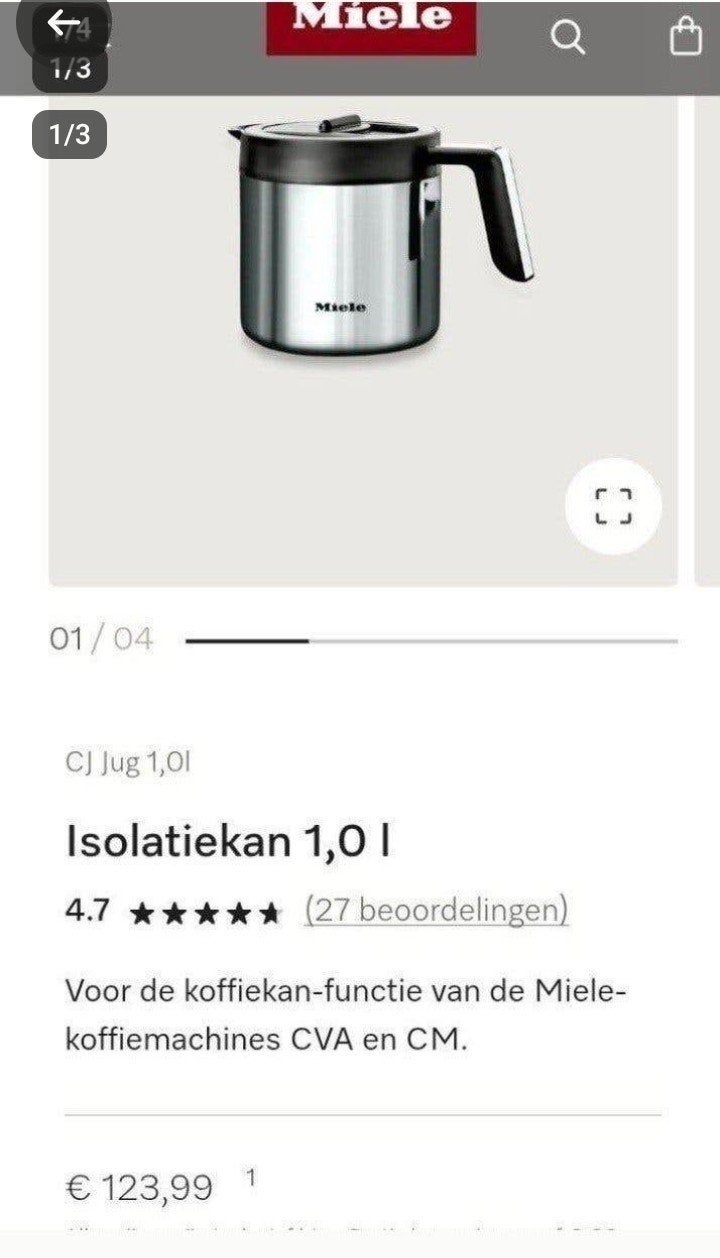 Miele Isolatiekan 1,0L voor CVA en CM koffiemachines, Ophalen, Nieuw, Overige modellen, Overige typen