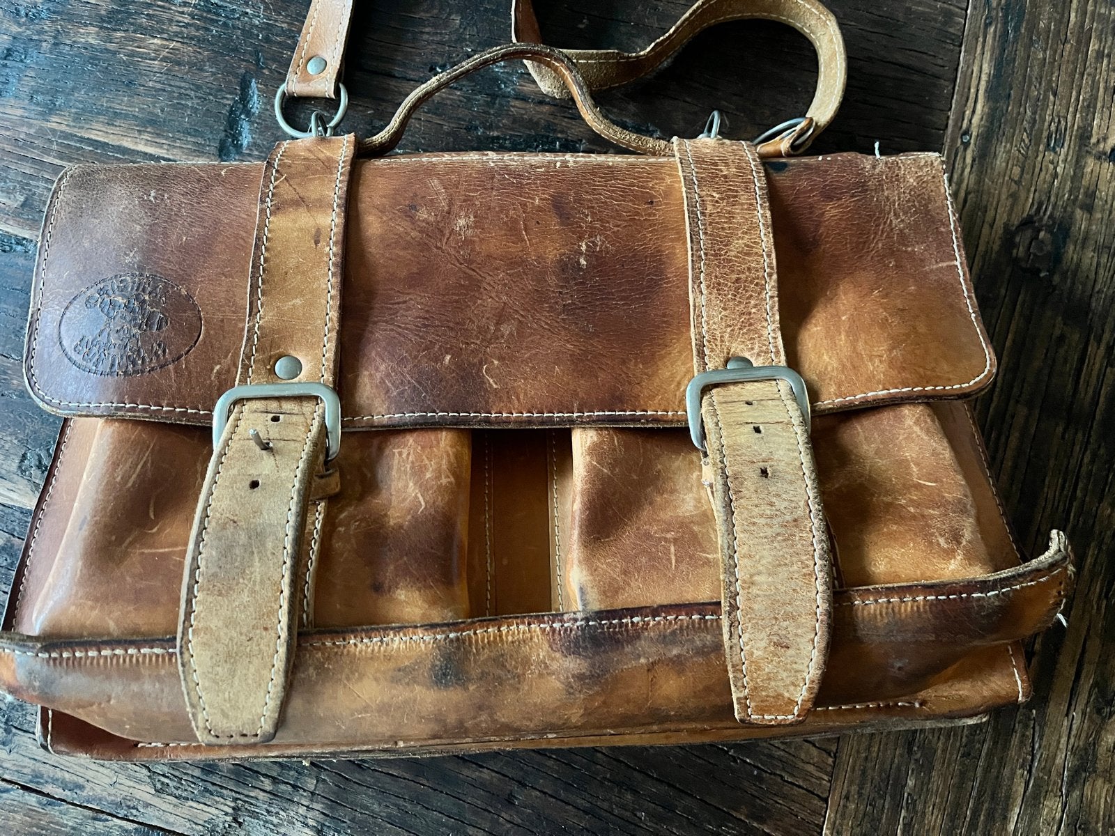 Original Buffalo Juchtleer Tas schooltas- Vintage Look, Ophalen, Gebruikt, Bruin, Handtas
