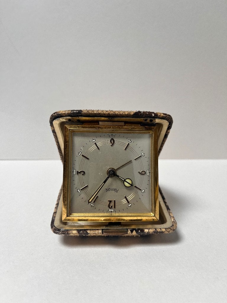 Vintage Reiswekker in Slangenleer Look - Anker, Ophalen of Verzenden, Gebruikt, Analoog