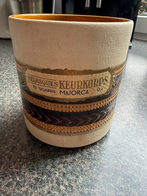 Vintage Velasques Keurkorps Sigaren Pot, Ophalen of Verzenden, Tabaksdoos of Verpakking
