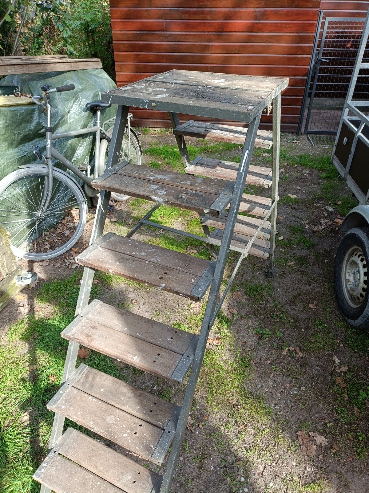 Stevige houten trap met wielen, Ophalen, Gebruikt, Trap, 2 tot 4 meter