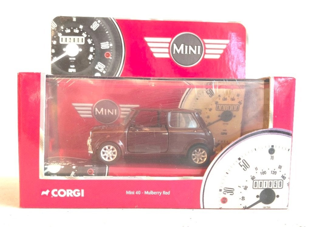 Mini 40 Mulberry red Corgi CC82206., Ophalen of Verzenden, Zo goed als nieuw, Auto