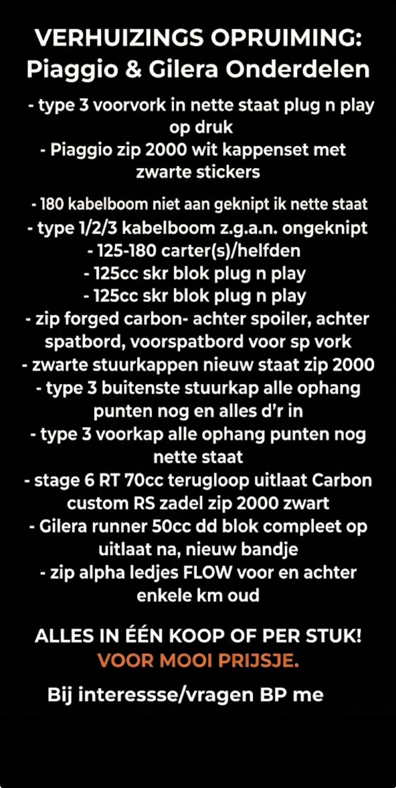 ️diverse piaggio zip onderdelen PB, Ophalen of Verzenden, Blok, Piaggio