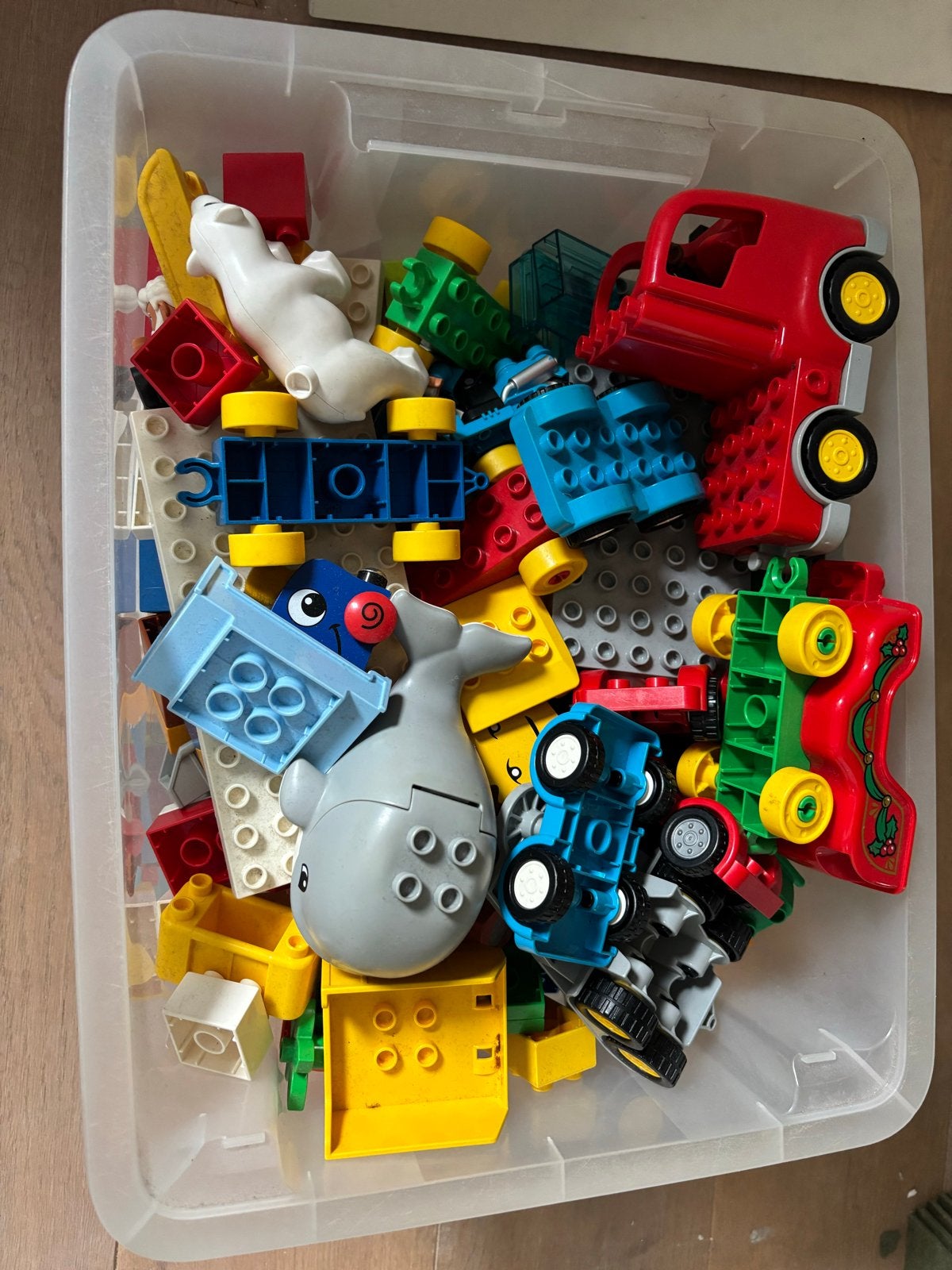 Bak vol diverse Duplo blokken en figuren, Ophalen, Gebruikt, Losse stenen, Duplo