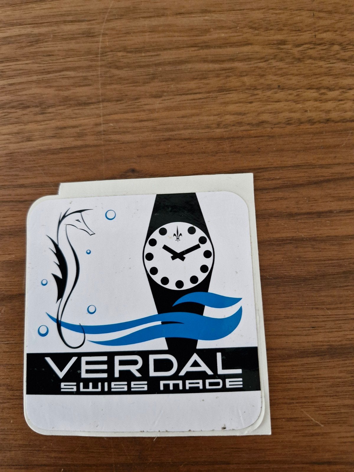 9891 Vintage Verdal Swiss Made Horloge Sticker, Verzamelen, Stickers, Zo goed als nieuw, Merk, Ophalen of Verzenden